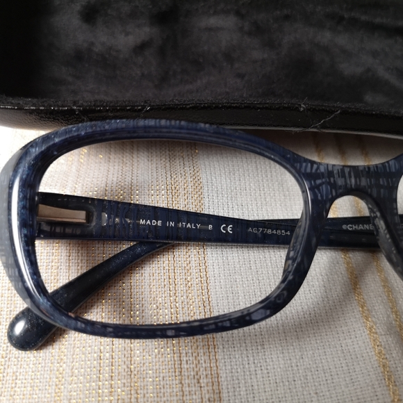 Chanel 3187  Blue 54-17 Tweed Blue Eyeglasses Frames Italy - Picture 3 of 13